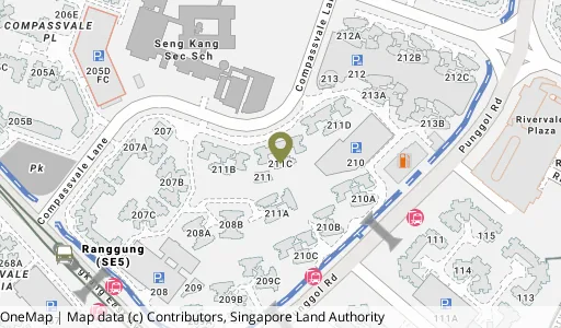 Location map of Blk 211C Compassvale Lane, a HDB resale block in Sengkang, Singapore