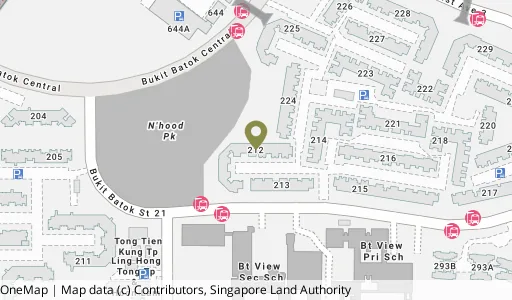 Location map of Blk 212 Bt Batok St 21, a HDB resale block in Bukit Batok, Singapore