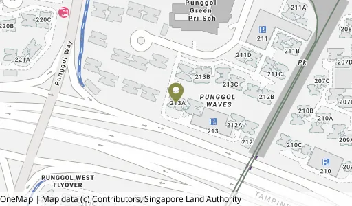 Location map of Blk 213A Punggol Walk, a HDB resale block in Punggol, Singapore