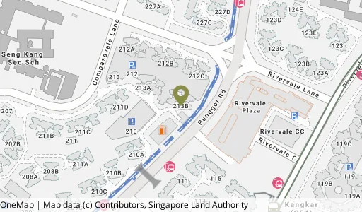Location map of Blk 213B Compassvale Lane, a HDB resale block in Sengkang, Singapore