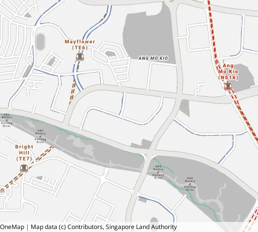 Map of the area around Blk 214 Ang Mo Kio Ave 3 in Ang Mo Kio, showing 400 m and 1 km rings and 1 primary school within 1 km