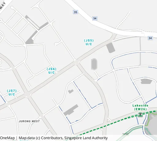 Map of the area around Blk 216B Boon Lay Ave in Jurong West, showing 400 m and 1 km rings and 3 primary schools within 1 km