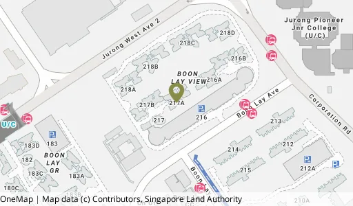 Location map of Blk 217A Boon Lay Ave, a HDB resale block in Jurong West, Singapore