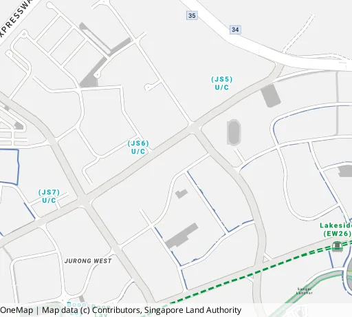 Map of the area around Blk 217B Boon Lay Ave in Jurong West, showing 400 m and 1 km rings and 3 primary schools within 1 km