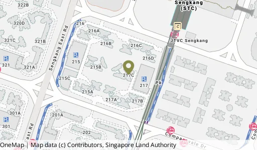 Location map of Blk 217C Compassvale Dr, a HDB resale block in Sengkang, Singapore