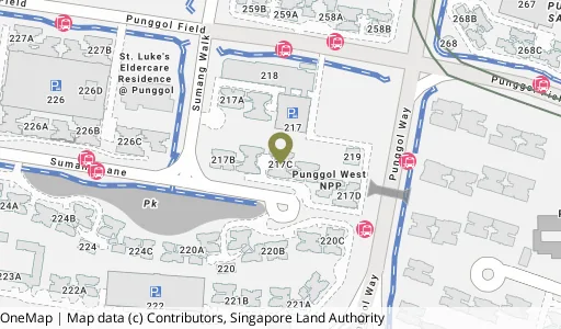 Location map of Blk 217C Sumang Walk, a HDB resale block in Punggol, Singapore