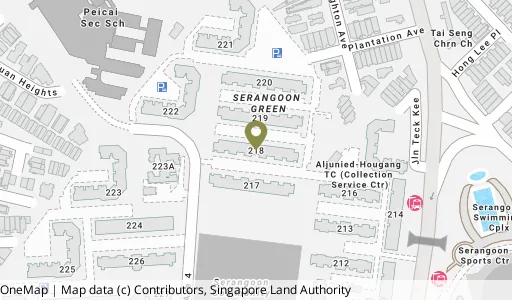 Location map of Blk 218 Serangoon Ave 4, a HDB resale block in Serangoon, Singapore