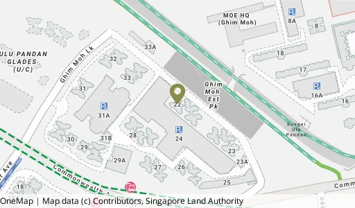 Location map of Blk 22 Ghim Moh Link, a HDB resale block in Queenstown, Singapore