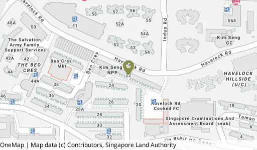 Location map of Blk 22 Havelock Rd, a HDB resale block in Bukit Merah, Singapore