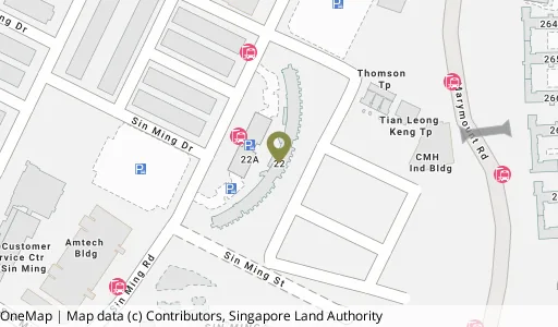 Location map of Blk 22 Sin Ming Rd, a HDB resale block in Bishan, Singapore
