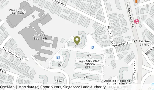 Location map of Blk 221 Serangoon Ave 4, a HDB resale block in Serangoon, Singapore