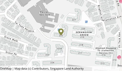Location map of Blk 222 Serangoon Ave 4, a HDB resale block in Serangoon, Singapore