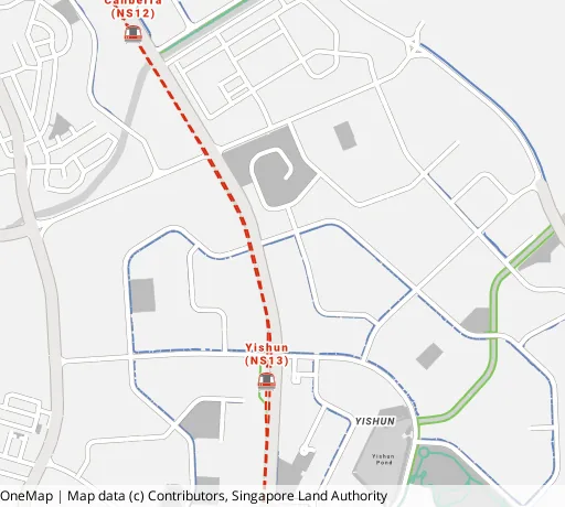 Map of the area around Blk 223 Yishun St 21 in Yishun, showing 400 m and 1 km rings and 5 primary schools within 1 km