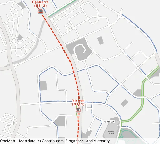 Map of the area around Blk 224 Yishun St 21 in Yishun, showing 400 m and 1 km rings and 5 primary schools within 1 km