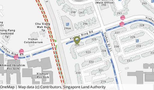 Location map of Blk 224 Yishun St 21, a HDB resale block in Yishun, Singapore