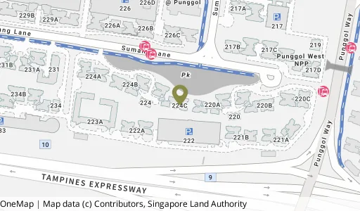 Location map of Blk 224C Sumang Lane, a HDB resale block in Punggol, Singapore