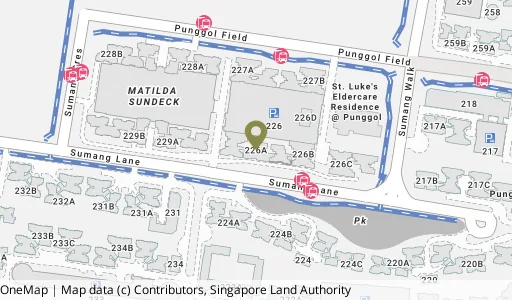 Location map of Blk 226A Sumang Lane, a HDB resale block in Punggol, Singapore