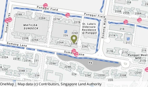 Location map of Blk 226B Sumang Lane, a HDB resale block in Punggol, Singapore