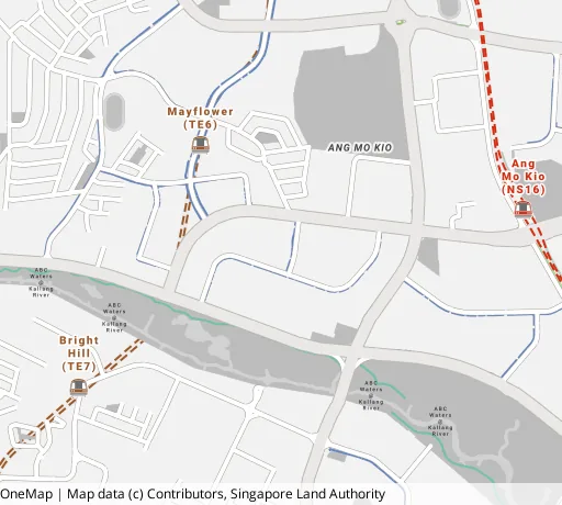 Map of the area around Blk 227A Ang Mo Kio St 23 in Ang Mo Kio, showing 400 m and 1 km rings and 2 primary schools within 1 km