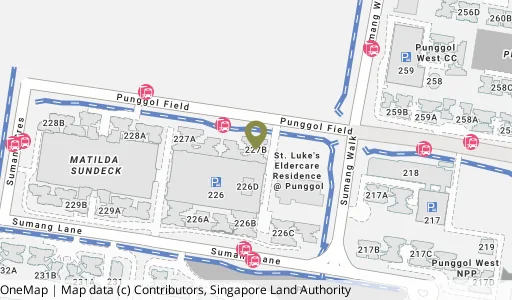 Location map of Blk 227B Sumang Lane, a HDB resale block in Punggol, Singapore
