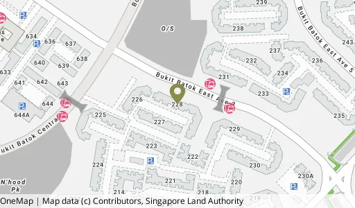 Location map of Blk 228 Bt Batok Ctrl, a HDB resale block in Bukit Batok, Singapore