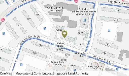 Location map of Blk 228A Ang Mo Kio St 23, a HDB resale block in Ang Mo Kio, Singapore