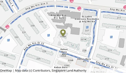 Location map of Blk 228B Ang Mo Kio St 23, a HDB resale block in Ang Mo Kio, Singapore
