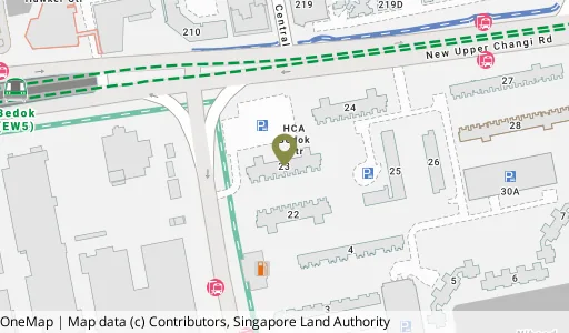 Location map of Blk 23 Bedok Sth Ave 1, a HDB resale block in Bedok, Singapore