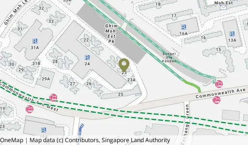 Location map of Blk 23 Ghim Moh Link, a HDB resale block in Queenstown, Singapore