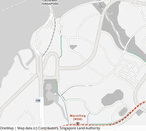 Map of the area around Blk 23 Marsiling Dr in Woodlands, showing 400 m and 1 km rings and 1 primary school within 1 km