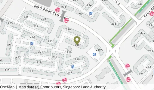 Location map of Blk 230 Bt Batok East Ave 3, a HDB resale block in Bukit Batok, Singapore