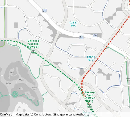 Map of the area around Blk 231 Jurong East St 21 in Jurong East, showing 400 m and 1 km rings and 4 primary schools within 1 km