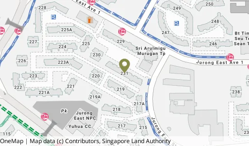 Location map of Blk 231 Jurong East St 21, a HDB resale block in Jurong East, Singapore
