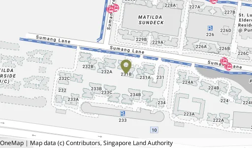 Location map of Blk 231B Sumang Lane, a HDB resale block in Punggol, Singapore