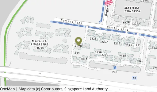 Location map of Blk 232C Sumang Lane, a HDB resale block in Punggol, Singapore