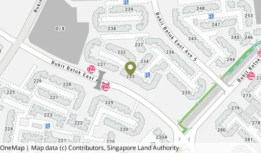 Location map of Blk 233 Bt Batok East Ave 5, a HDB resale block in Bukit Batok, Singapore