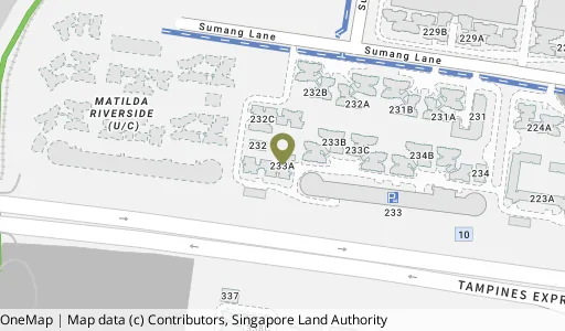 Location map of Blk 233A Sumang Lane, a HDB resale block in Punggol, Singapore