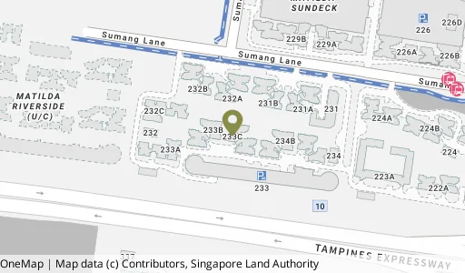 Location map of Blk 233C Sumang Lane, a HDB resale block in Punggol, Singapore