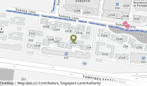 Location map of Blk 234B Sumang Lane, a HDB resale block in Punggol, Singapore