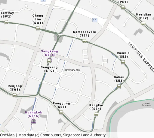 Map of the area around Blk 236 Compassvale Walk in Sengkang, showing 400 m and 1 km rings and 6 primary schools within 1 km