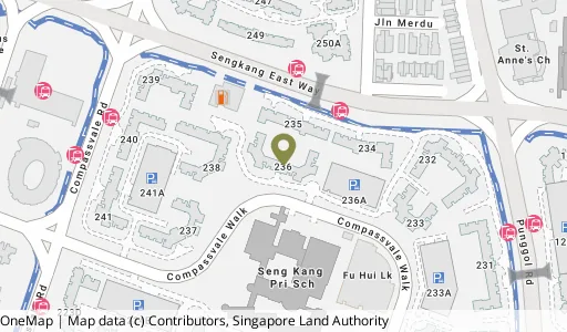 Location map of Blk 236 Compassvale Walk, a HDB resale block in Sengkang, Singapore