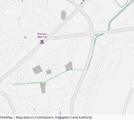 Map of the area around Blk 238 Hougang Ave 1 in Hougang, showing 400 m and 1 km rings and 2 primary schools within 1 km