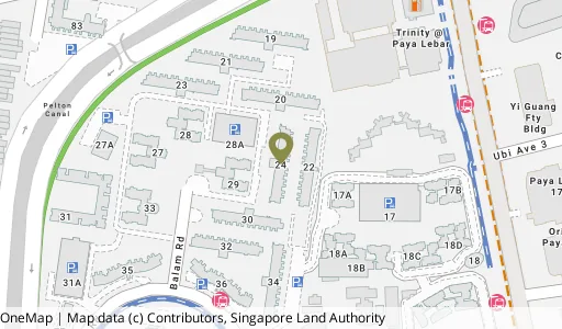 Location map of Blk 24 Balam Rd, a HDB resale block in Geylang, Singapore