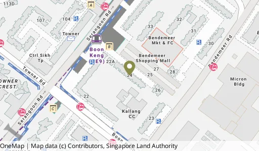 Location map of Blk 24 Bendemeer Rd, a HDB resale block in Kallang/Whampoa, Singapore