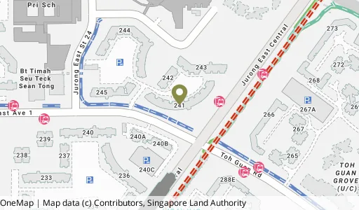 Location map of Blk 241 Jurong East St 24, a HDB resale block in Jurong East, Singapore