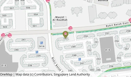 Location map of Blk 242 Bt Batok East Ave 5, a HDB resale block in Bukit Batok, Singapore