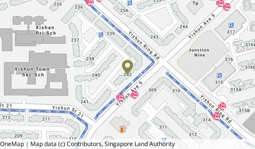 Location map of Blk 242 Yishun Ring Rd, a HDB resale block in Yishun, Singapore
