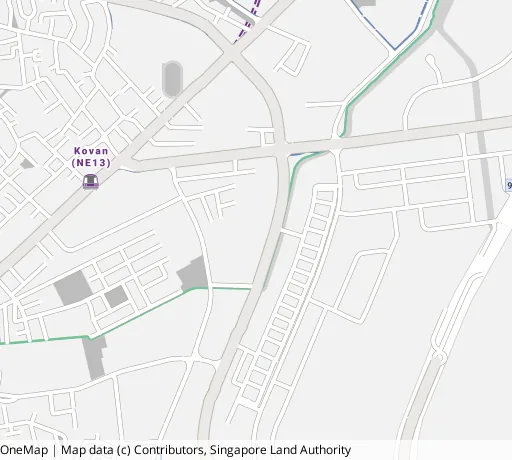 Map of the area around Blk 244 Hougang St 22 in Hougang, showing 400 m and 1 km rings and 1 primary school within 1 km