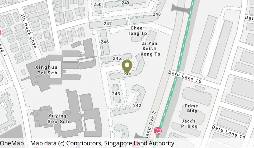 Location map of Blk 244 Hougang St 22, a HDB resale block in Hougang, Singapore