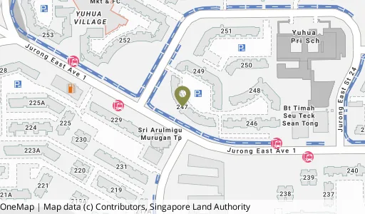Location map of Blk 247 Jurong East St 24, a HDB resale block in Jurong East, Singapore